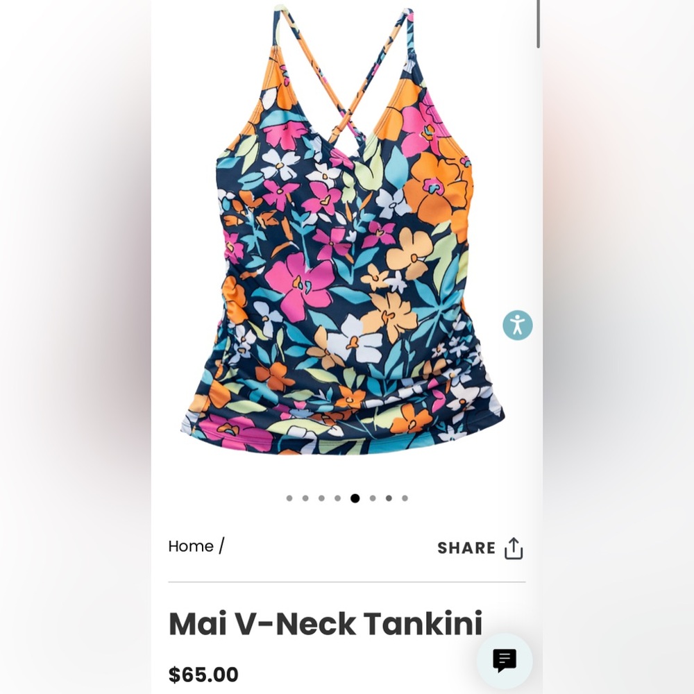Nani V-Neck Floral Tankini Top- Size Large